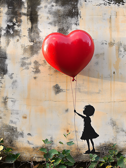 A Girl With A Heart Balloon