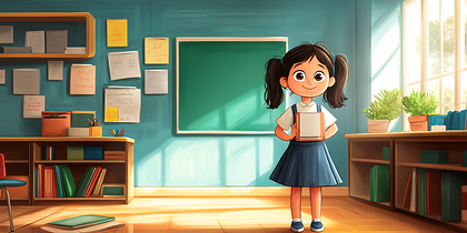 A Young Girl In A Classroom