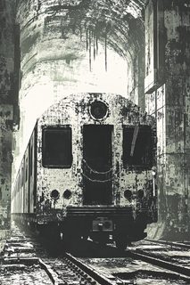 Abandoned Subway Car in Tunnel