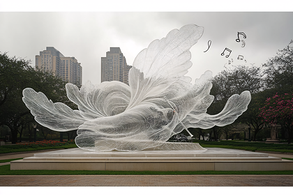 Abstract Bird Sculpture With Music Notes