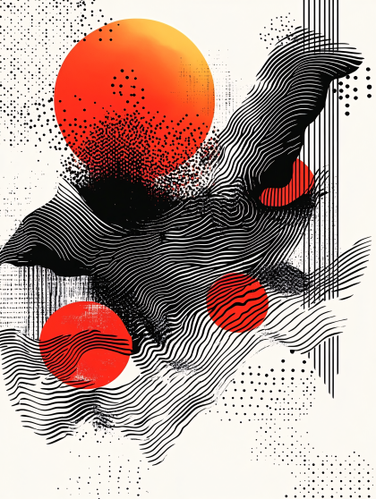 Abstract Bird With Red Circles