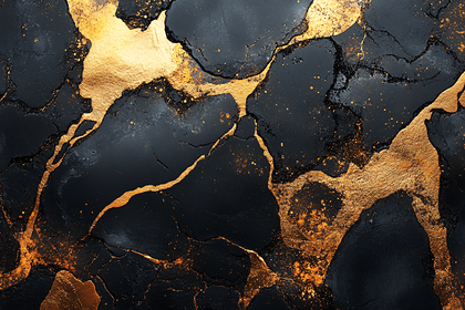 Abstract Black And Gold Cracked Marble Texture
