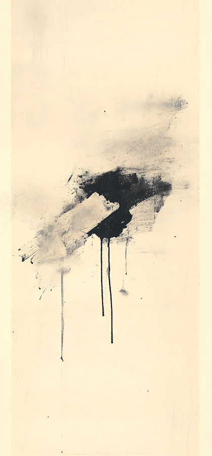Abstract Black Brush Strokes on Beige