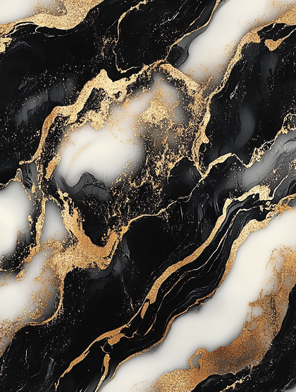 Abstract Black White And Gold Marble