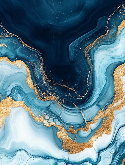 Abstract Blue and Gold Fluid Art