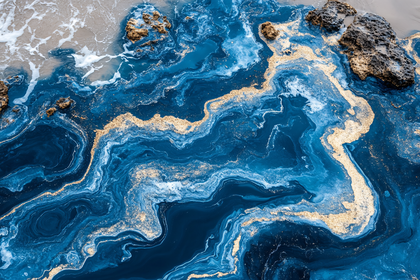 Abstract Blue And Gold Marble