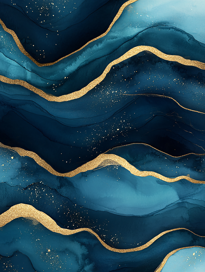Abstract Blue And Gold Waves