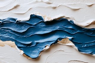 Abstract Blue and White Textured Painting
