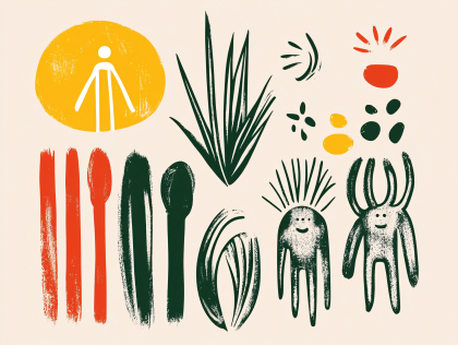 Abstract Botanical Figures Illustration