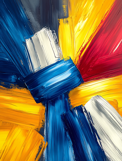 Abstract Brushstrokes of Blue and Yellow