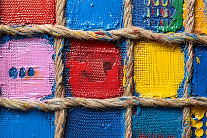 Abstract Canvas with Rope Framing