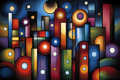 Abstract Cityscape with Geometric Shapes