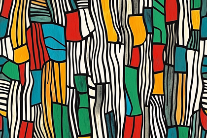 Abstract Colorful Blocks with Wavy Stripes