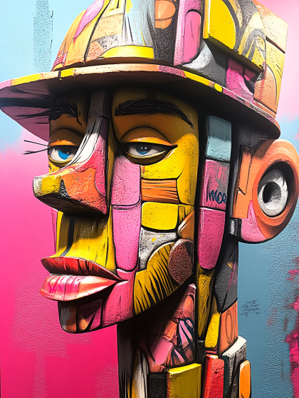 Abstract Colorful Head Sculpture