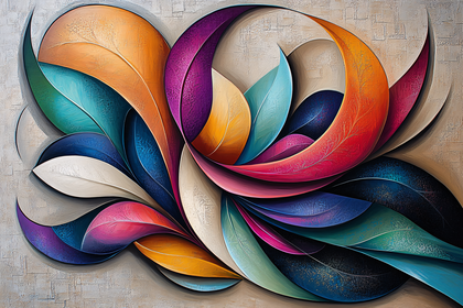 Abstract Colorful Leaf Swirls