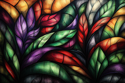 Abstract Colorful Leaves