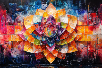 Abstract Colorful Lotus Painting