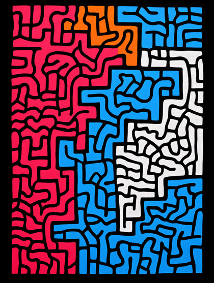 Abstract Colorful Maze Pattern