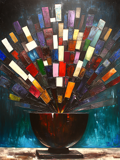 Abstract Colorful Rectangles In Vase Painting