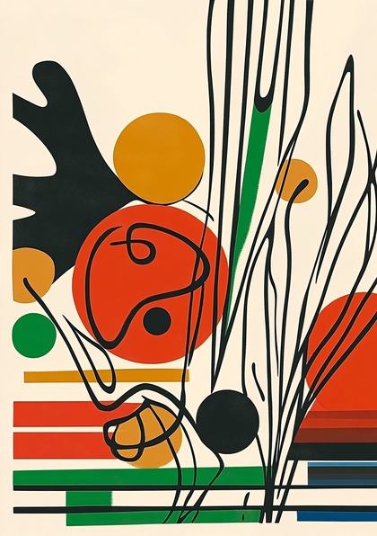 Abstract Composition with Geometric Shapes and Lines