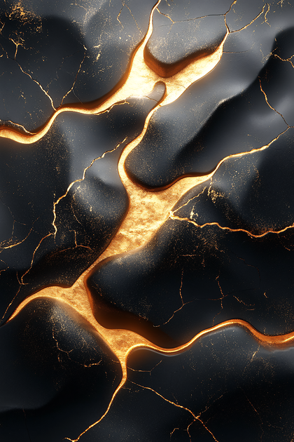 Abstract Cracked Gold Stone