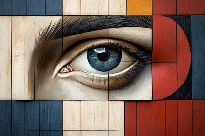 Abstract Eye On Wooden Blocks Art