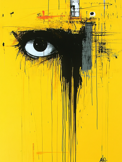Abstract Eye on Yellow Canvas