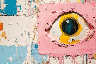 Abstract Eye Painting On Textured Wall