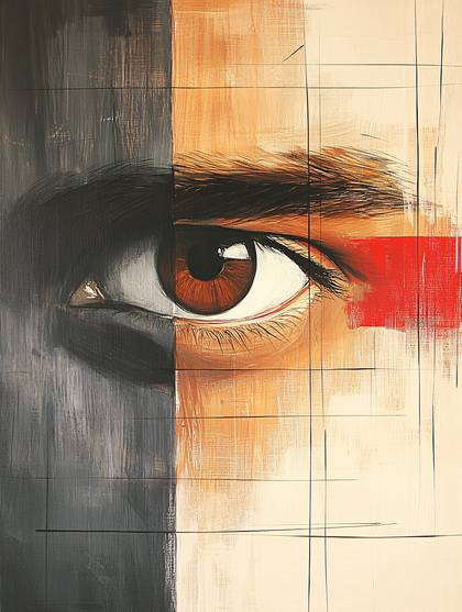 Abstract Eye with Red Stripe and Grid