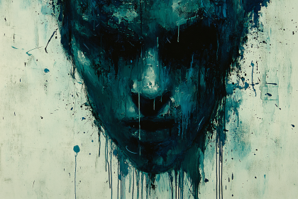 Abstract Face in Teal