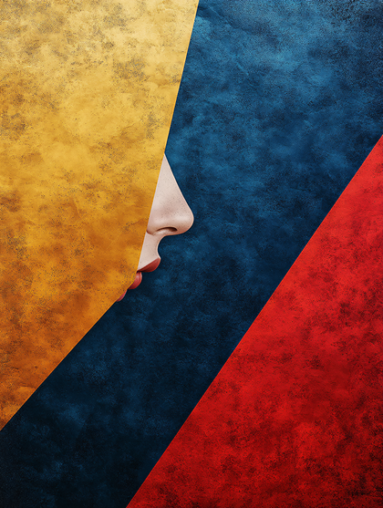 Abstract Face Profile with Geometric Colors