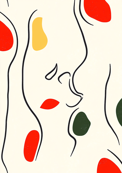 Abstract Face Profile with Organic Shapes