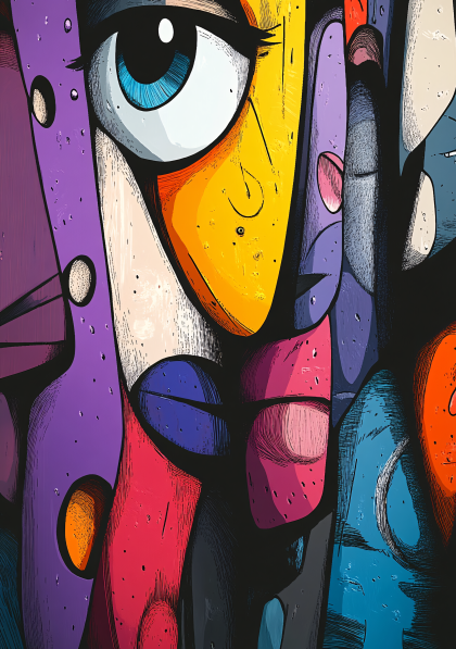 Abstract Face With Bold Colors