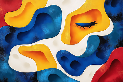 Abstract Face With Closed Eye
