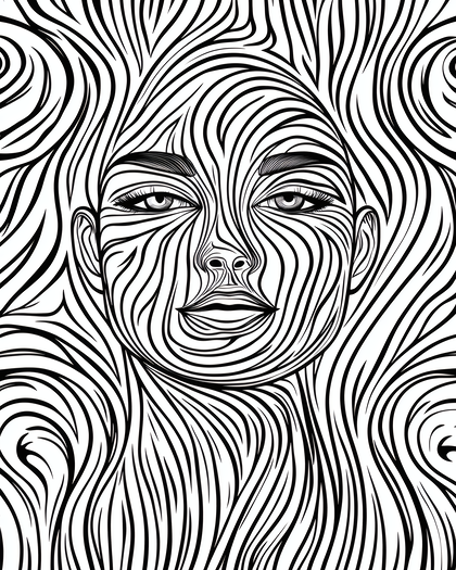 Abstract Face with Flowing Lines