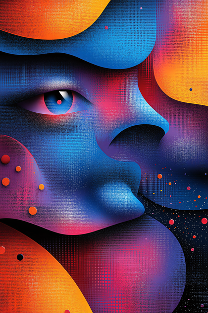 Abstract Face with Fluid Shapes