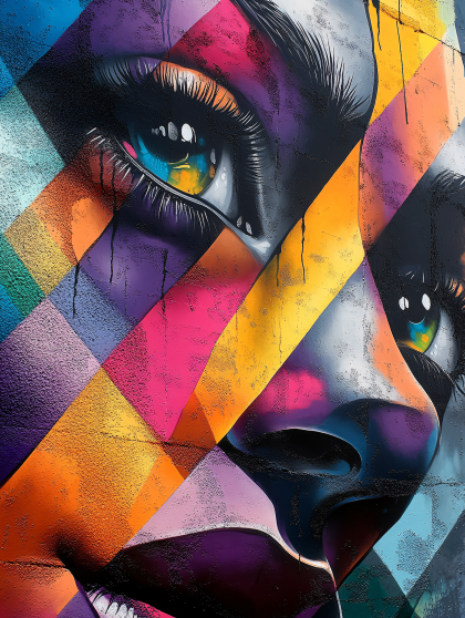Abstract Face with Geometric Patterns