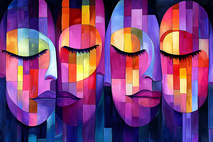 Abstract Faces in Vibrant Colors