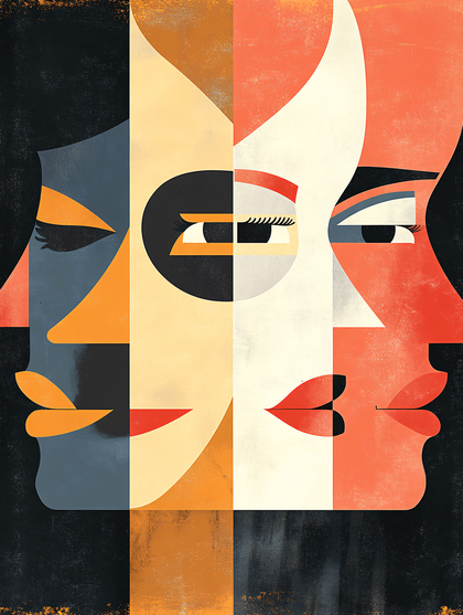 Abstract Faces Quartet