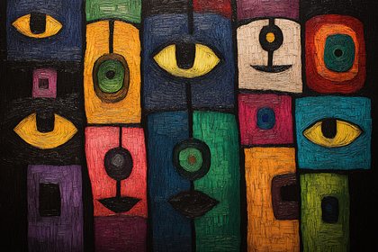 Abstract Faces With Geometric Shapes