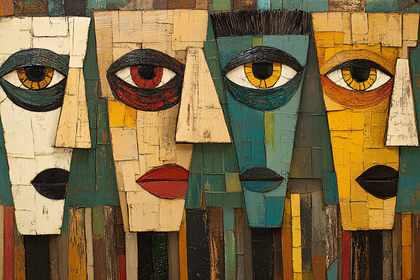 Abstract Faces Wooden Blocks