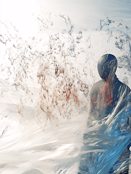 Abstract Figure in Snowy Landscape