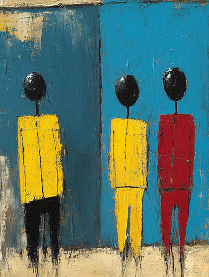 Abstract Figures in Yellow and Red