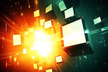 Abstract Floating Cubes With Light Streaks