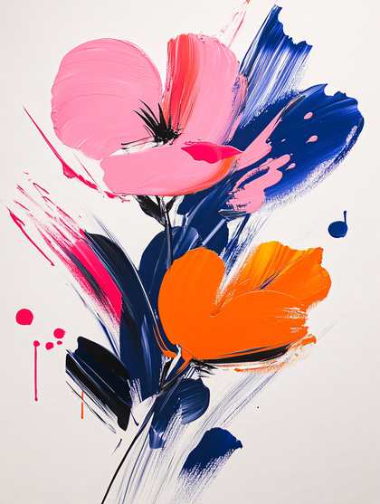 Abstract Floral Acrylic Painting