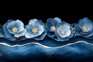 Abstract Floral Design On Dark Blue Background