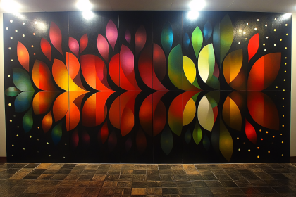 Abstract Floral Reflection Mural