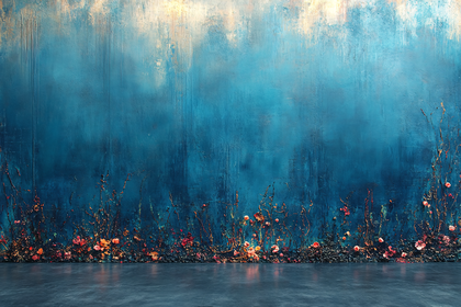 Abstract Floral Wall With Textured Backdrop