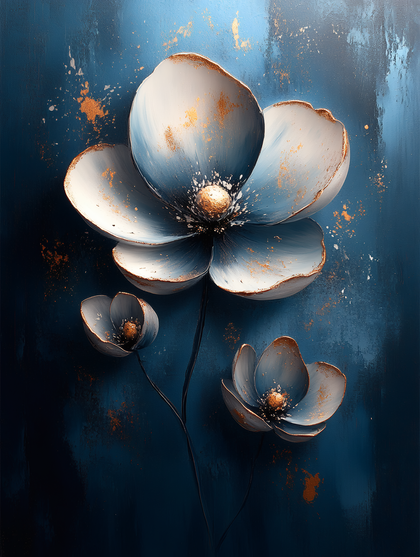 Abstract Flowers on Blue Background