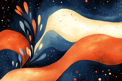 Abstract Flowing Shapes In Orange And Blue